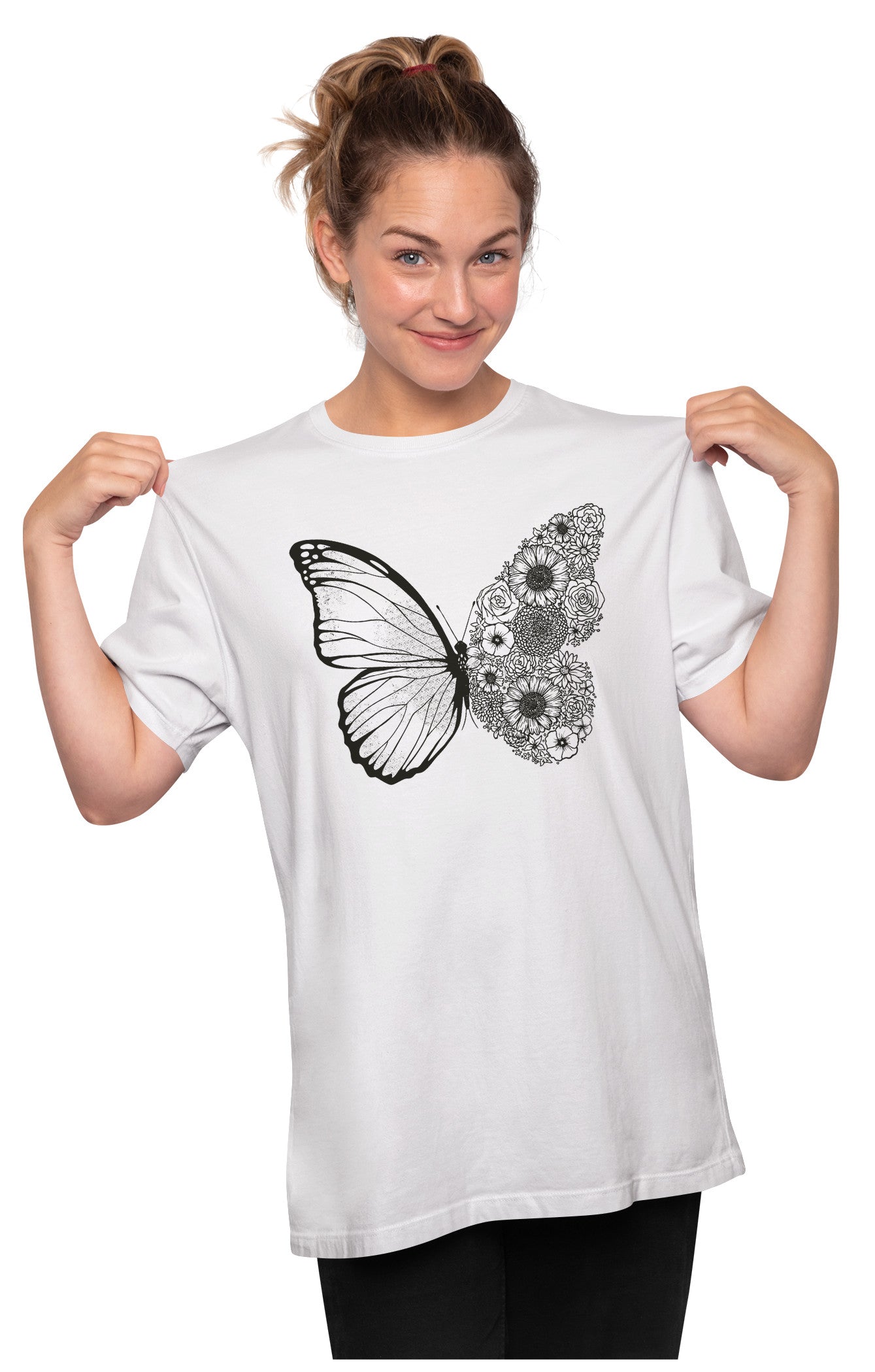 Floral Butterfly Oversized Unisex T-shirt