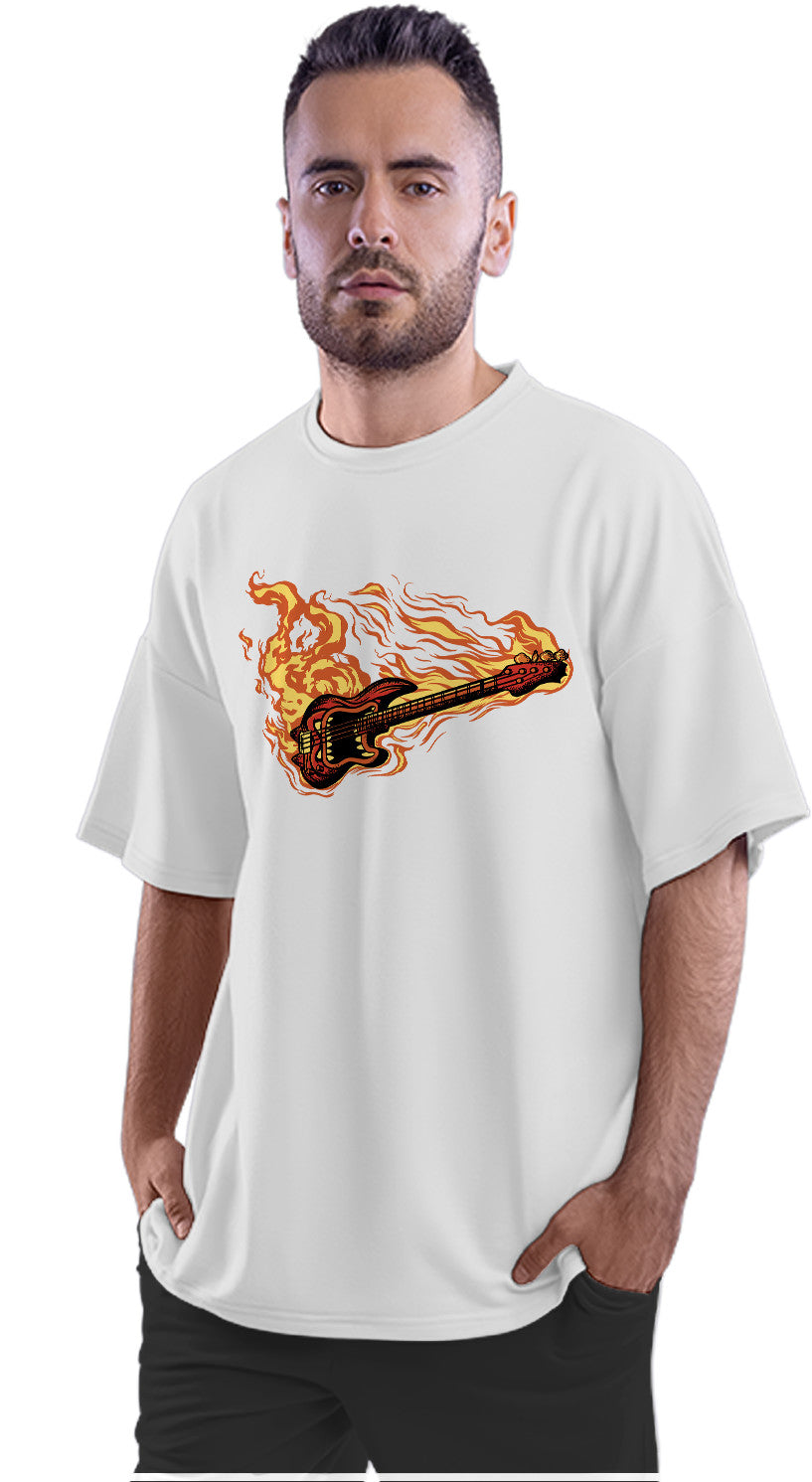 Fire Bass Guitar Oversized Unisex T-shirt