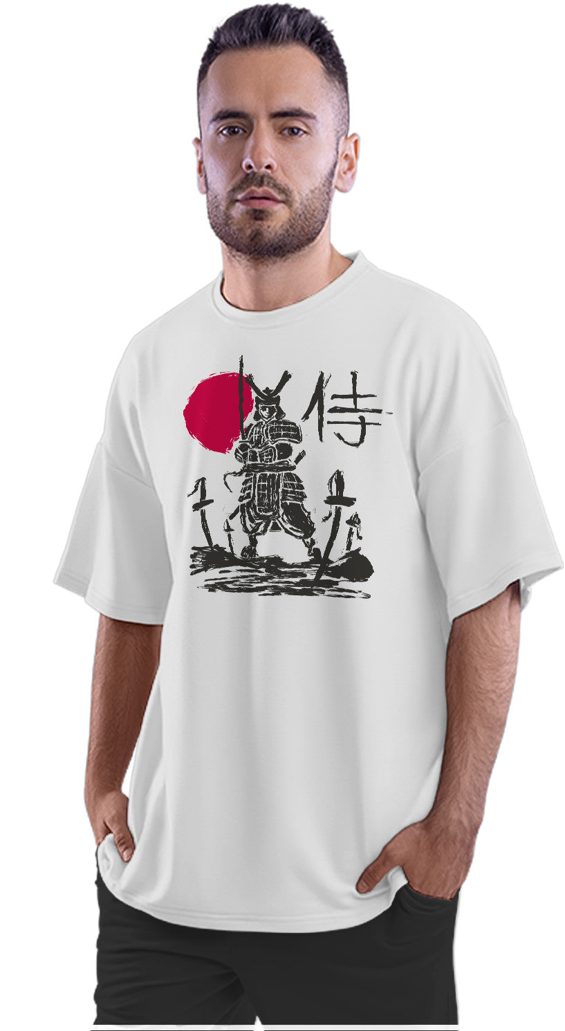 Samurai Warrior Against Crimson Sunset Oversized Unisex T-shirt