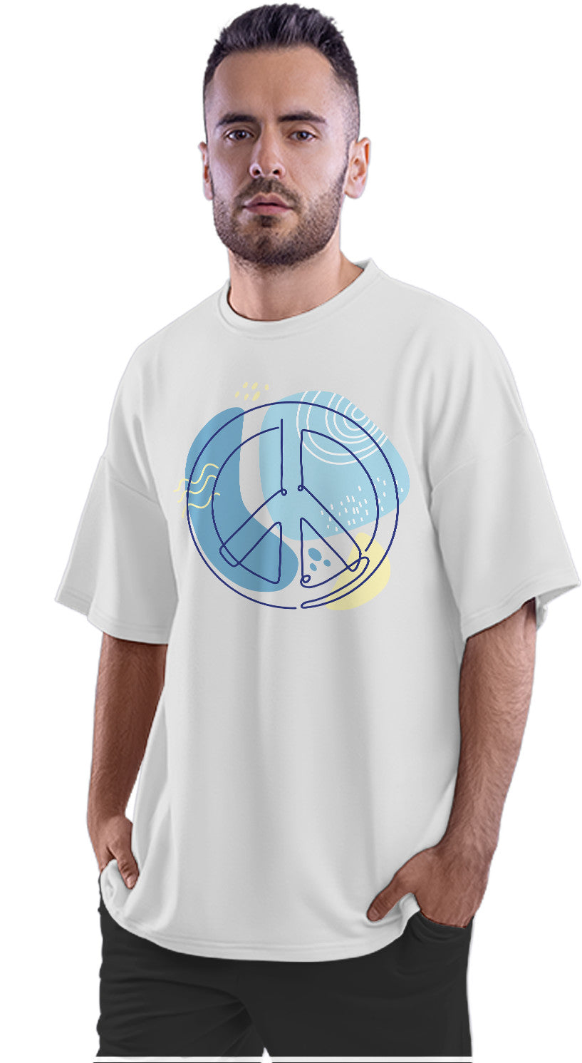 Peace Sign - Continuous Line Art Oversized Unisex T-shirt