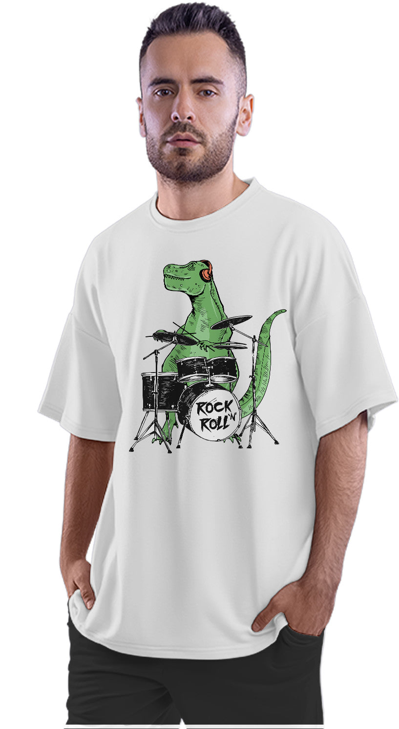 Rock & Roll Drummer T-Rex Oversized Unisex T-shirt