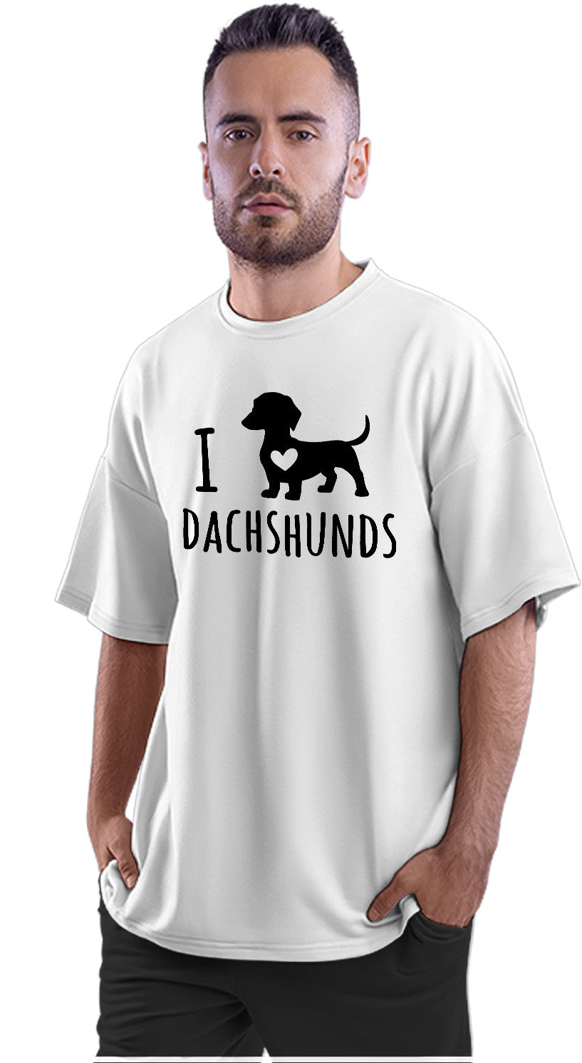 I Love Dachshunds Oversized Unisex T-shirt