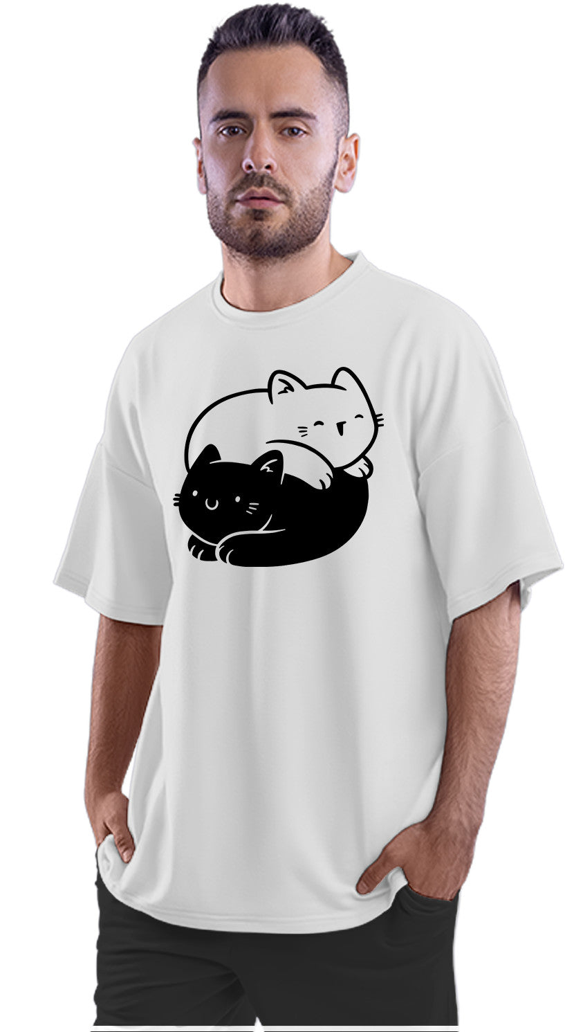 Yin Yang Cats Oversized Unisex T-shirt