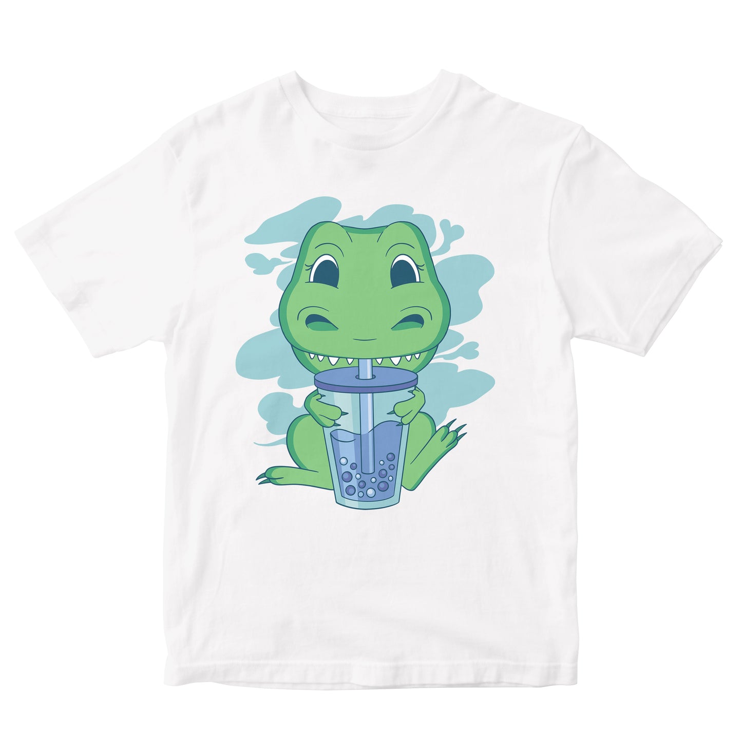 Cute T-Rex Drinking Bubble or Boba Tea Toddler