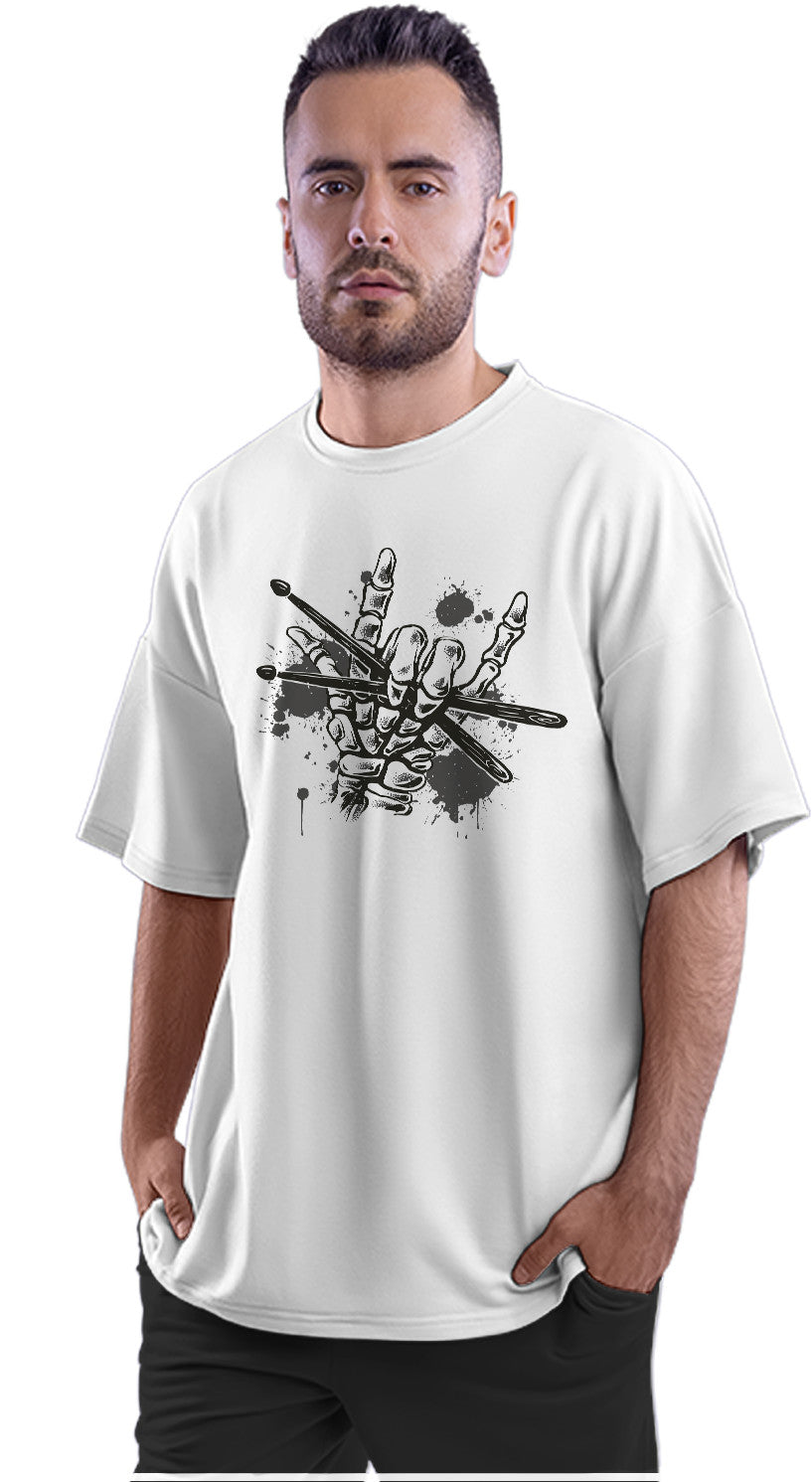 Drummer Skeleton Hands - Drumsticks Oversized Unisex T-shirt