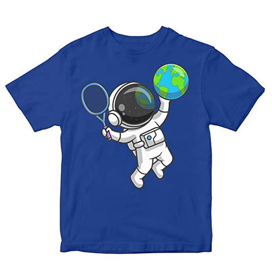 Astronaut Playing Tennis with Earth Toddler
