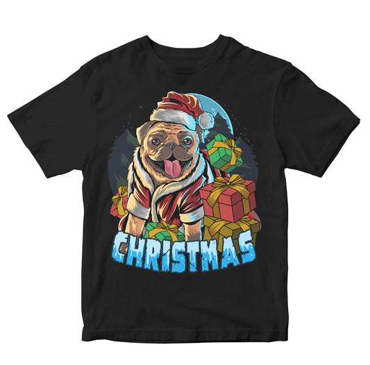 Christmas Pug Santa With Gifts Kids