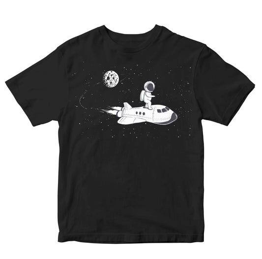 Cute Astronaut Surfing On Shuttle Through Space Kids