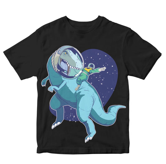Astronaut Riding Dinosaur In Space Kids