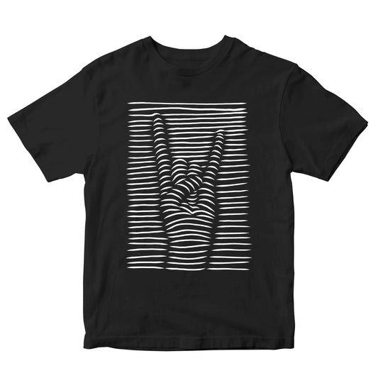 3D Rock And Roll Hand Sign Optical Illusion Kids