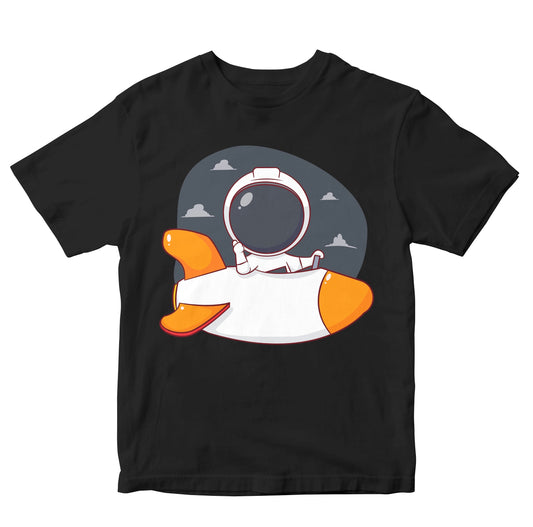 Cute Cartoon of Astronaut Flying Rocket Toddler T-Shirts