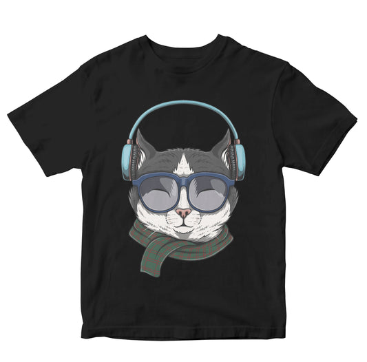 Cat With Headphones Illustration Toddler