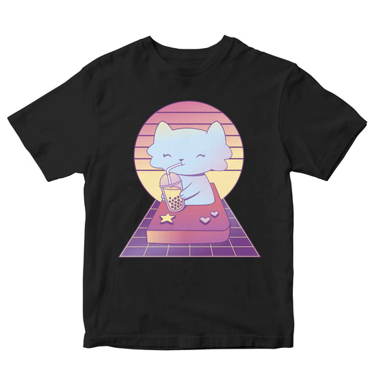 Kawaii Cat Drinking Bubble Tea - Boba Tea Toddler