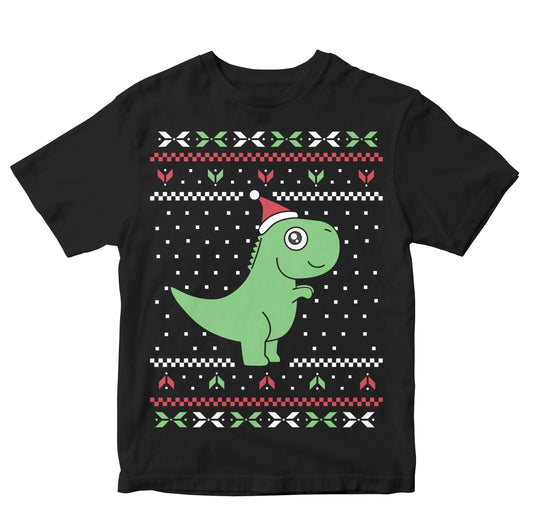 T-Rex Christmas Sweater Design Kids