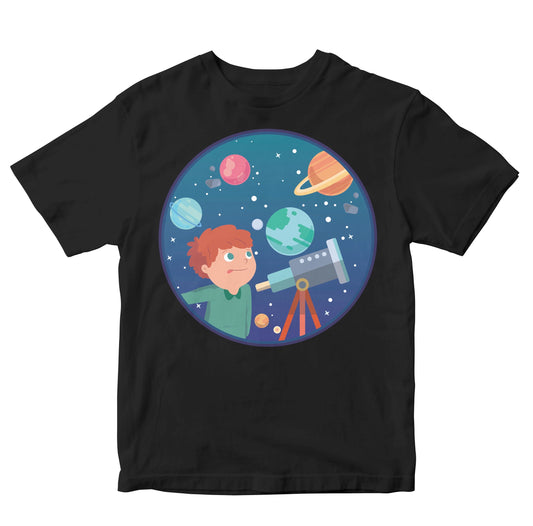 Astronomer Kid With Telescope Toddler