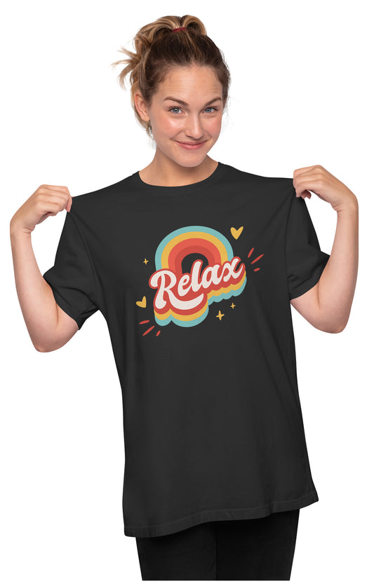 Relax - Retro Rainbow Oversized Unisex T-shirt