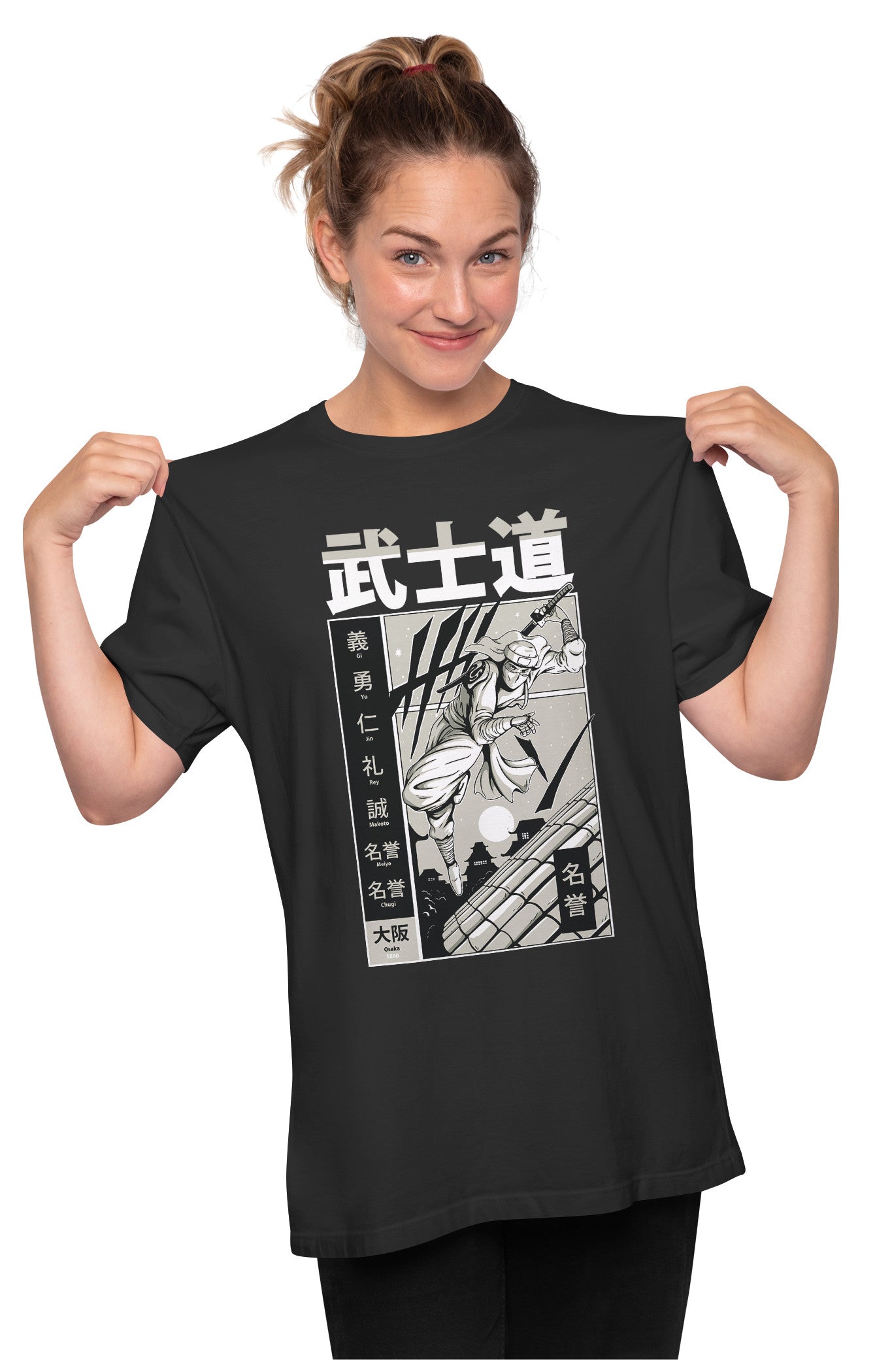 Samurai Ronin Jumping Manga Art Oversized Unisex T-shirt