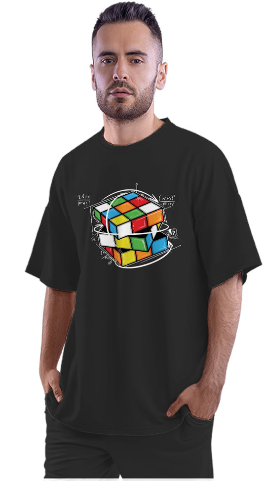 Rubik's Cube Hand Drawn Illustration Oversized Unisex T-shirt