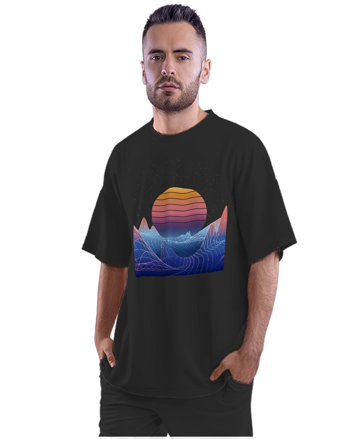 Synthwave Sunset Oversized Unisex T-shirt