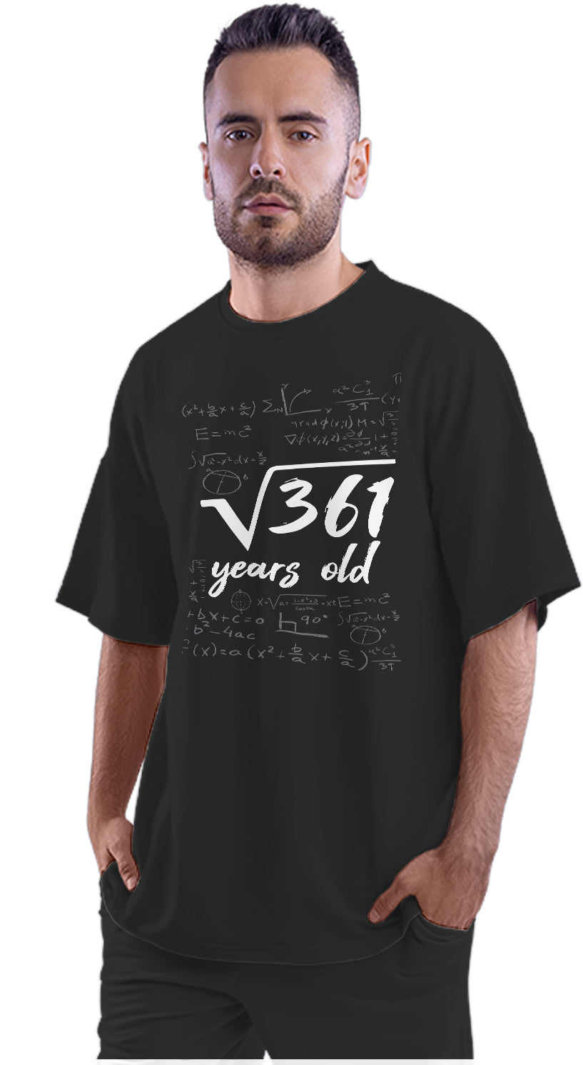 Nineteen Year Old Birthday - Mathematical Square Root Oversized Unisex T-shirt