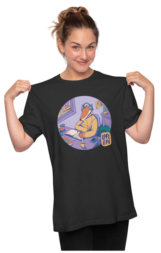 Chill Lofi Fox Oversized Unisex T-shirt