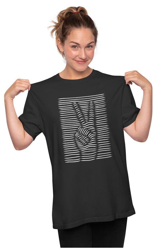 3D Peace Sign - Cool Optical Illusion Oversized Unisex T-shirt