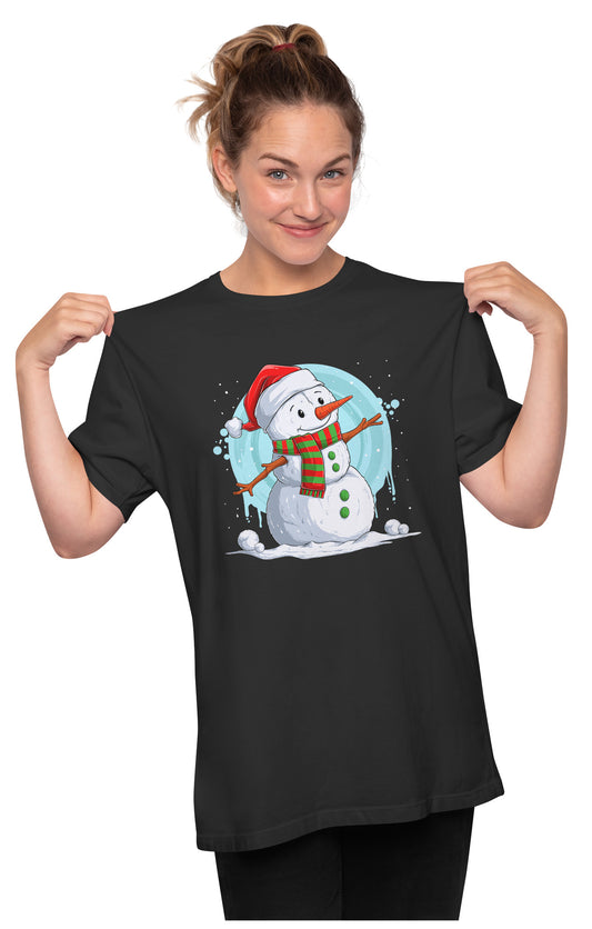 Happy Christmas Snowman Oversized Unisex T-shirt