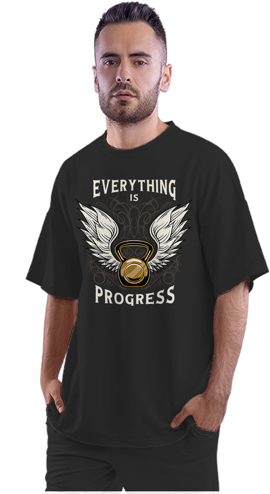Everything Is Progress - Gym Kettlebell Oversized Unisex T-shirt