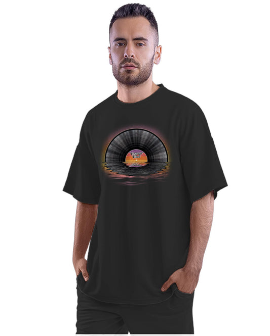 Vintage Vinyl Record Sunset Oversized Unisex T-shirt
