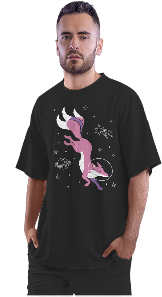 Three Tailed Fox In Space Oversized Unisex T-shirt
