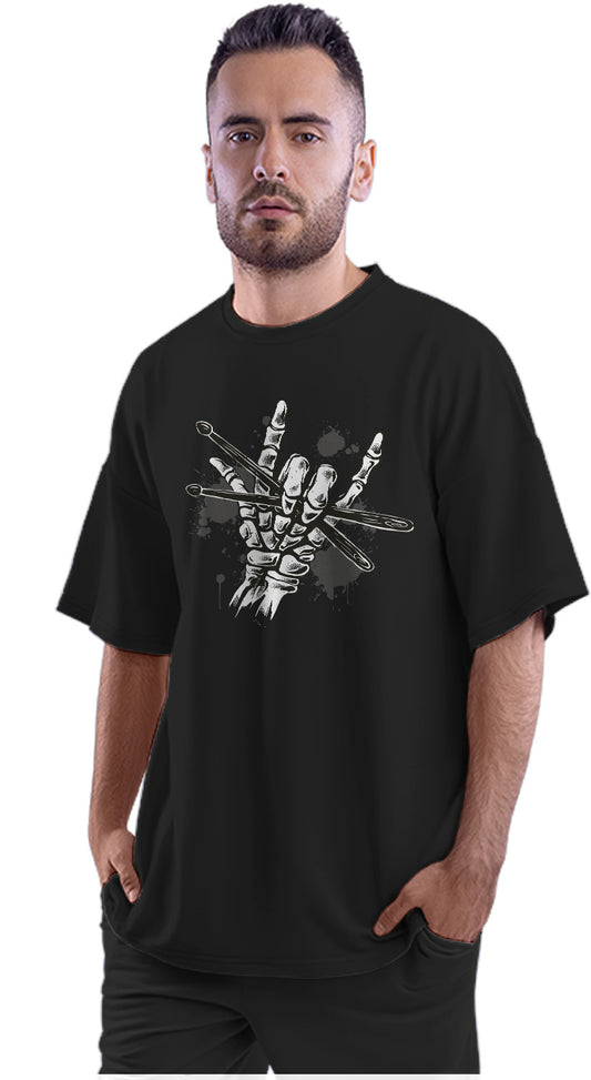 Drummer Skeleton Hands - Drumsticks Oversized Unisex T-shirt