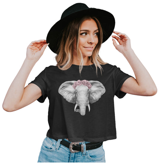 An Elegant Elephant Crop Top