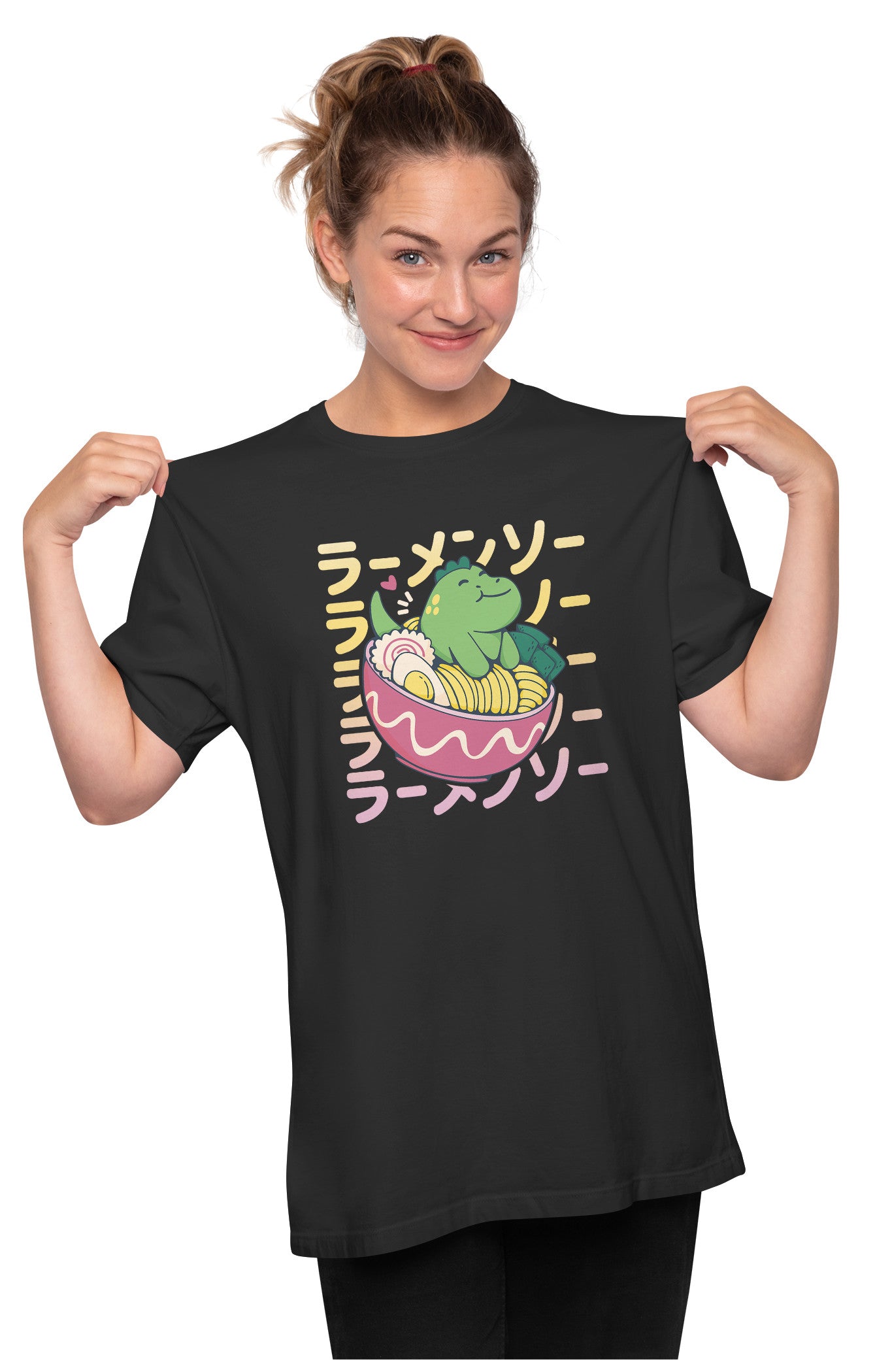 Kawaii T-Rex & Ramen Oversized Unisex T-shirt