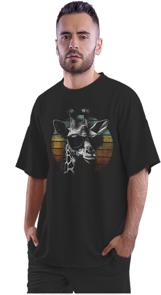 Cool Retro Giraffe With Sunglasses Oversized Unisex T-shirt