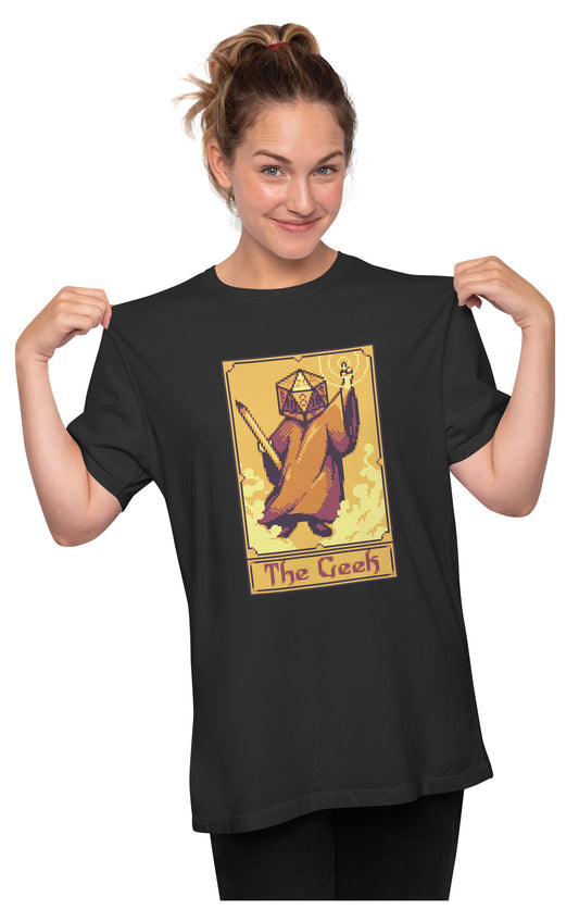 The Geek - Pixel Tarot Card Oversized Unisex T-shirt