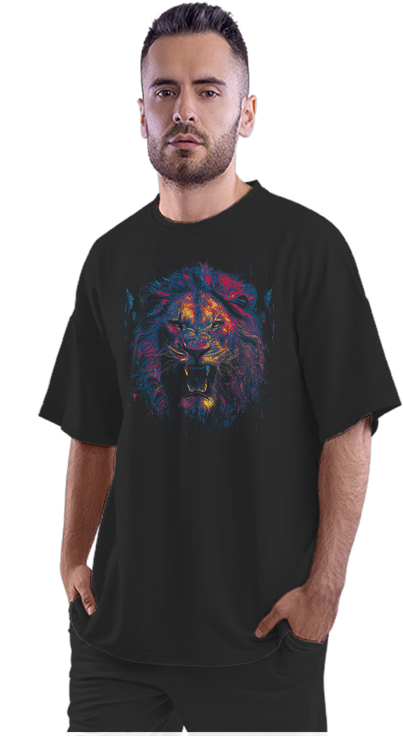 Colorful Lion Artwork Oversized Unisex T-shirt