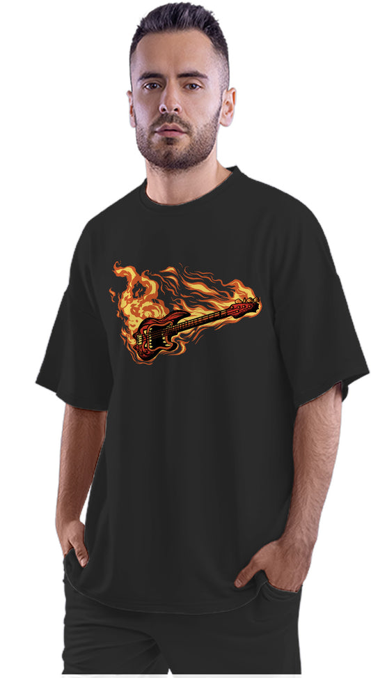 Fire Bass Guitar Oversized Unisex T-shirt