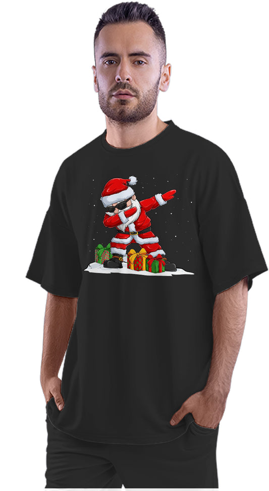 Cool Santa Claus Dabbing Over Christmas Gifts Oversized Unisex T-shirt