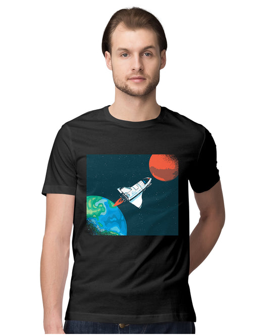 Spaceship Travelling From Earth To Mars