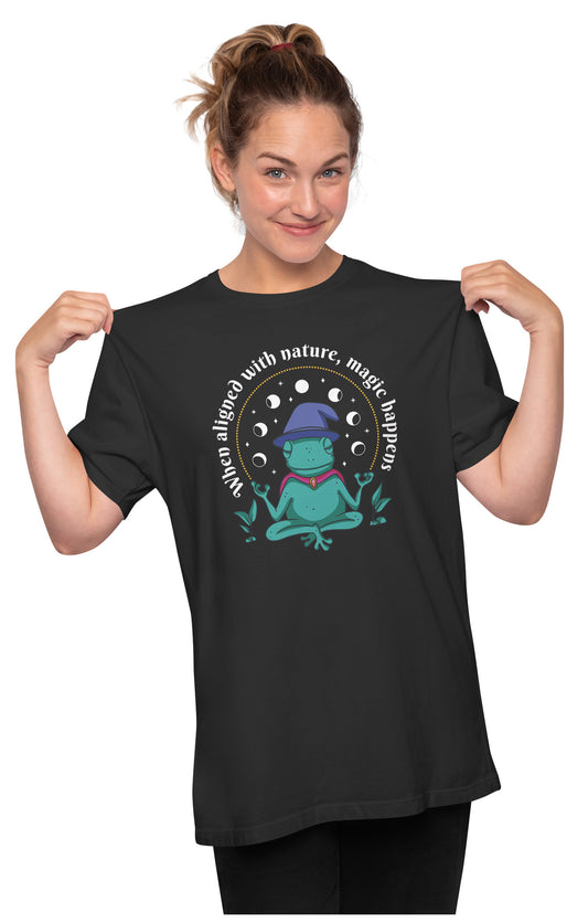 Magical Frog Wizard Aligned With Nature Oversized Unisex T-shirt