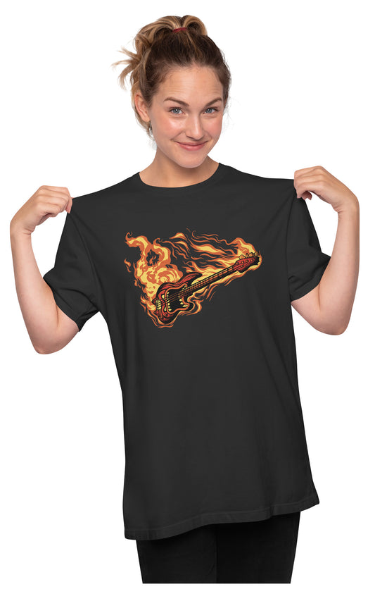 Fire Bass Guitar Oversized Unisex T-shirt
