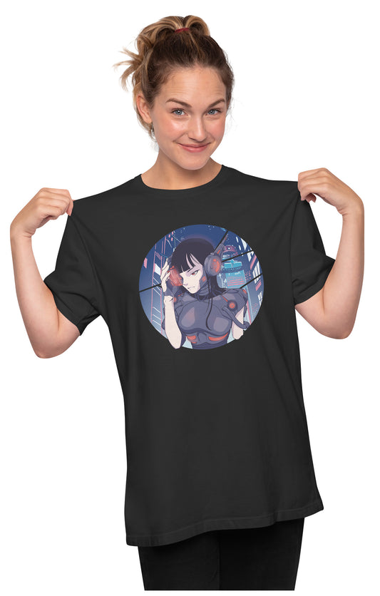 Cyberpunk Anime Girl Oversized Unisex T-shirt