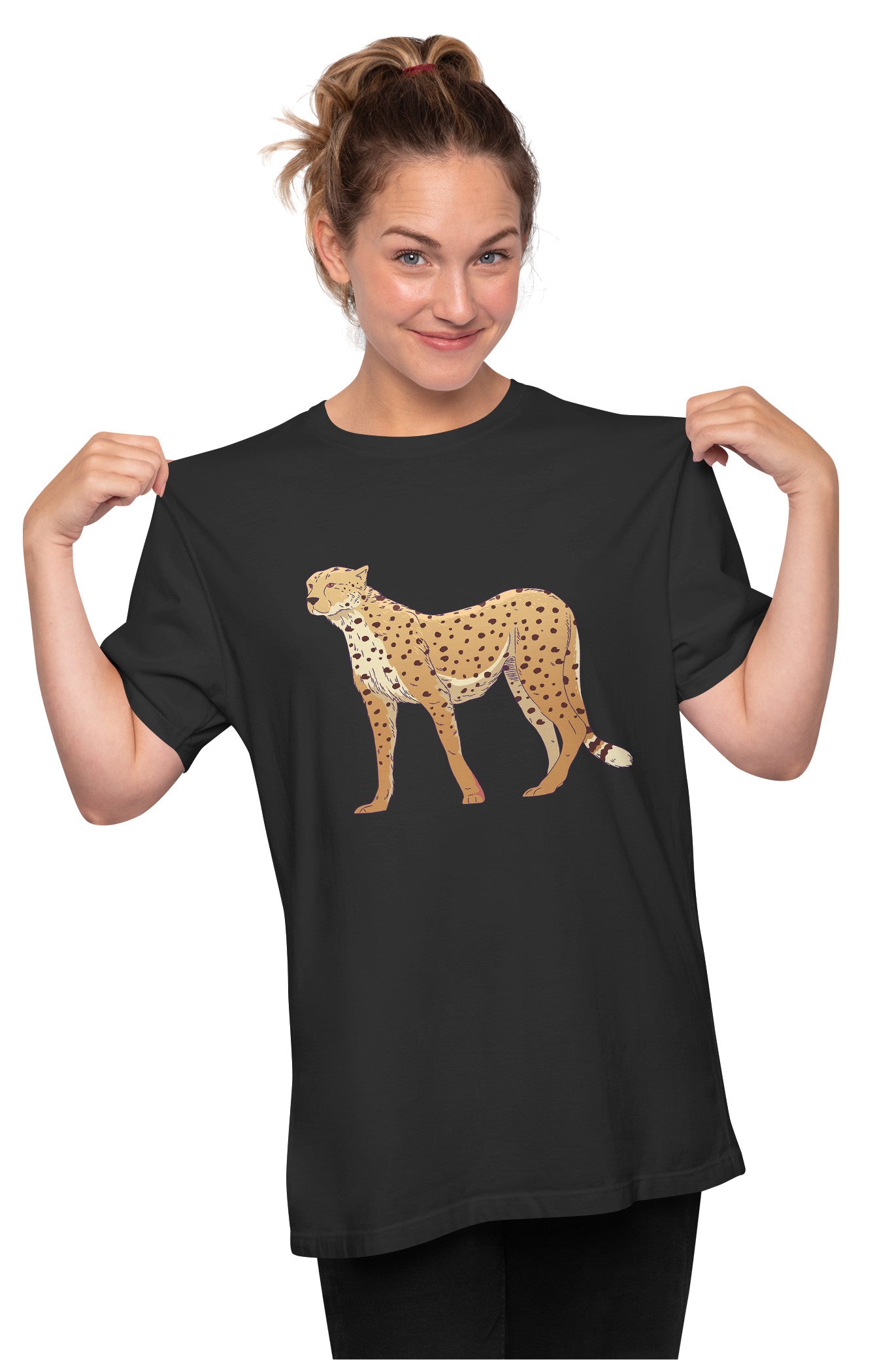 Cheetah Hand Drawn Illustration Oversized Unisex T-shirts