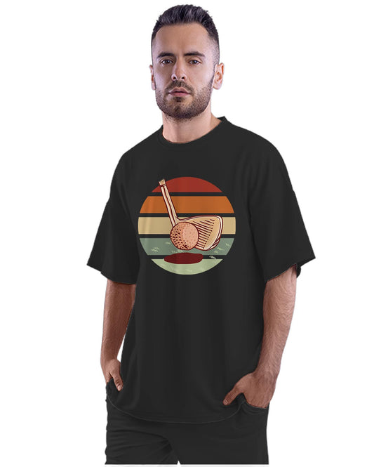 Retro Sunset Golf Oversized Unisex T-shirt
