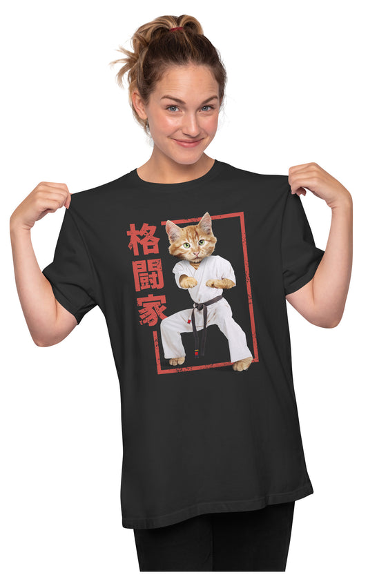 Black Belt - Karate Cat Oversized Unisex T-shirt