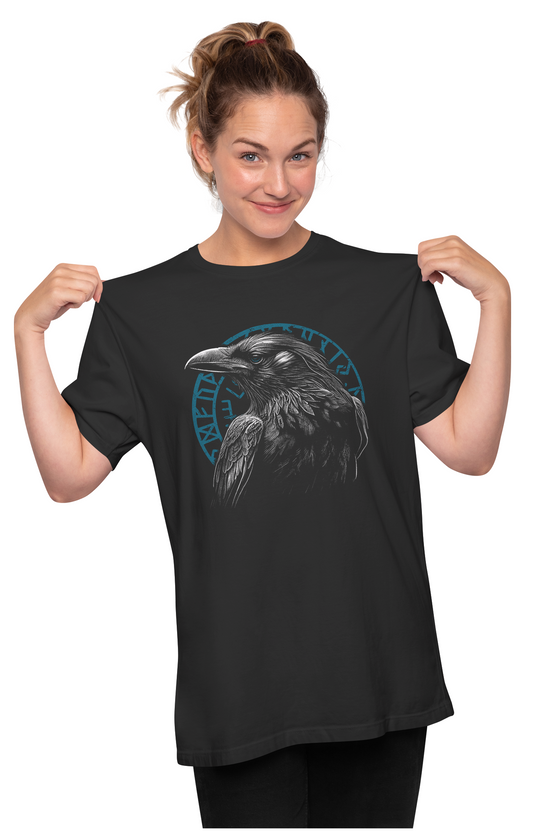 Raven With Viking Runes Oversized Unisex T-shirt