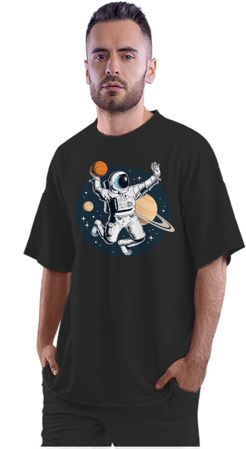 Astronaut Playing Basketball - Space Dunk Oversized Unisex T-shirt