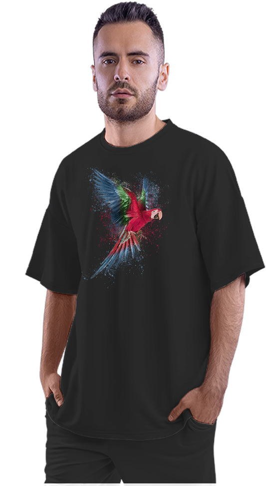 Colorful Parrot Artwork Oversized Unisex T-shirt