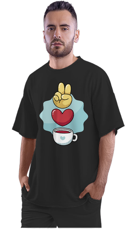 Peace Love & Coffee Oversized Unisex T-shirt