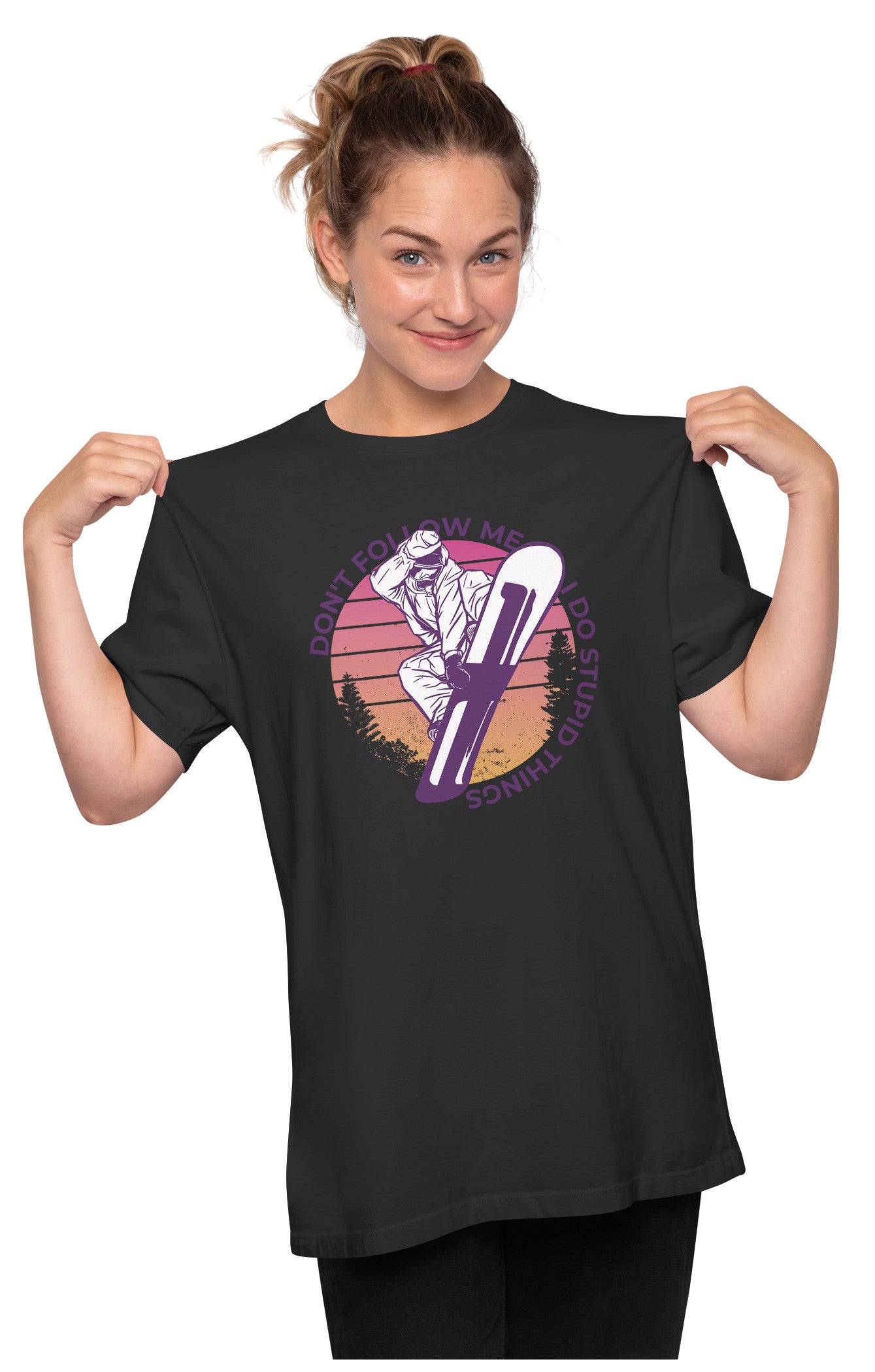 Snowboard Retro Sunset - Funny Quote Oversized Unisex T-shirt
